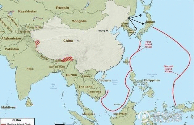     看看上面的地图仿佛中国海上没有活路了
