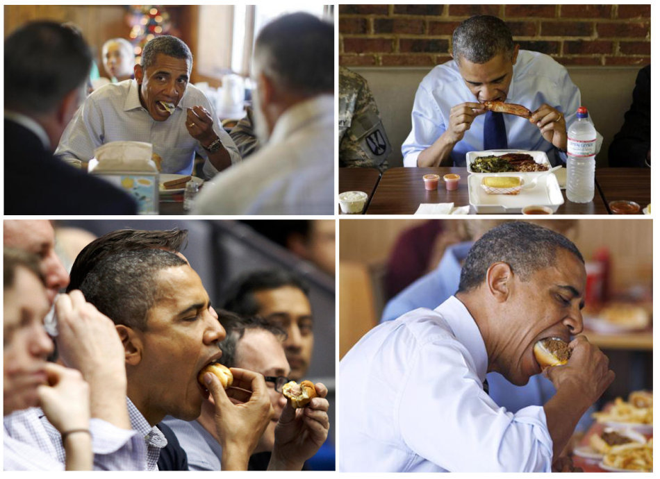 美国政要们狼吞虎咽的吃相